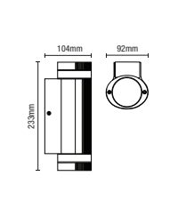 Helix 2 Light Up and Down Outdoor Cylinder Wall Light with Photocell Black